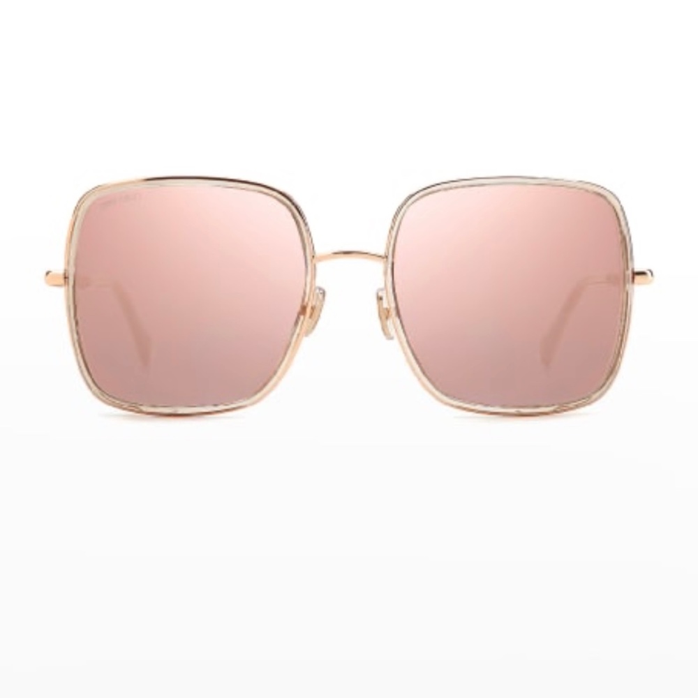 Jimmy Choo Jaylas Oversized Glitter Square Stainless Steel Sunglasses